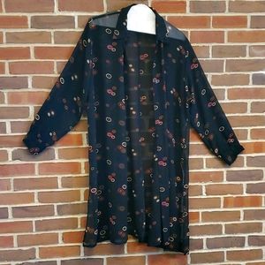 Sheer kaftan button down tunic vintage
